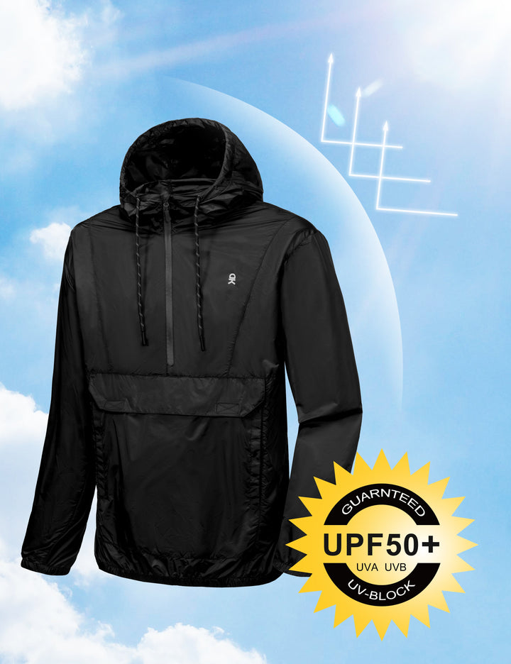 Men's Water-Repellent Windbreaker Packable, Quick-Dry Jacket Half Zip Pullover MP-US-DK