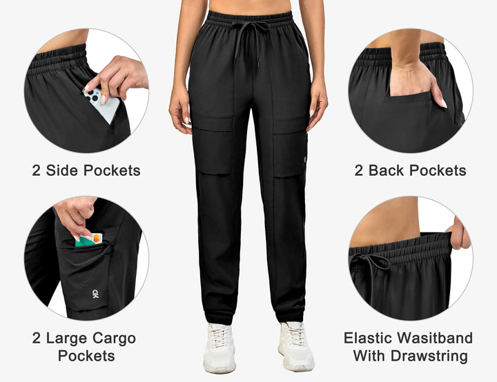 Women's Cargo Joggers Lightweight Quick Dry Hiking Pants Workout Lounge Casual Outdoor YZF US-DK