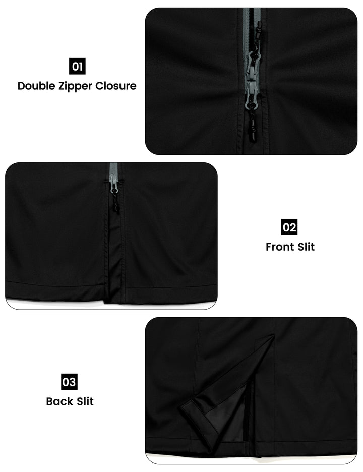 Women's Lightweight Softshell Long Vest, Windproof Sleeveless Jacket YZF-US-DK