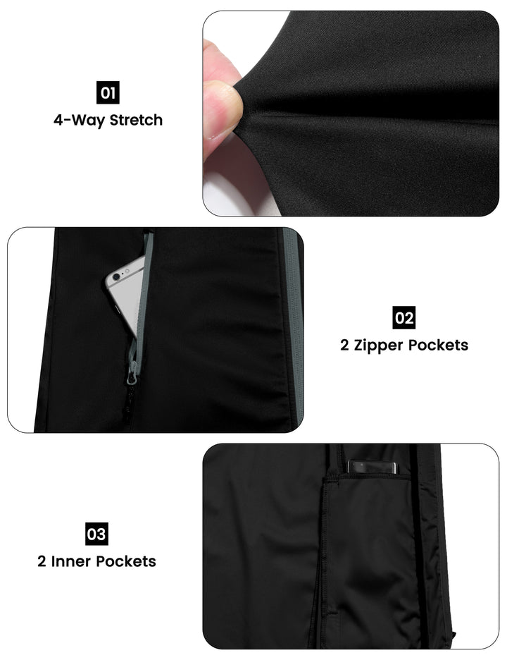 Women's Lightweight Softshell Long Vest, Windproof Sleeveless Jacket YZF-US-DK