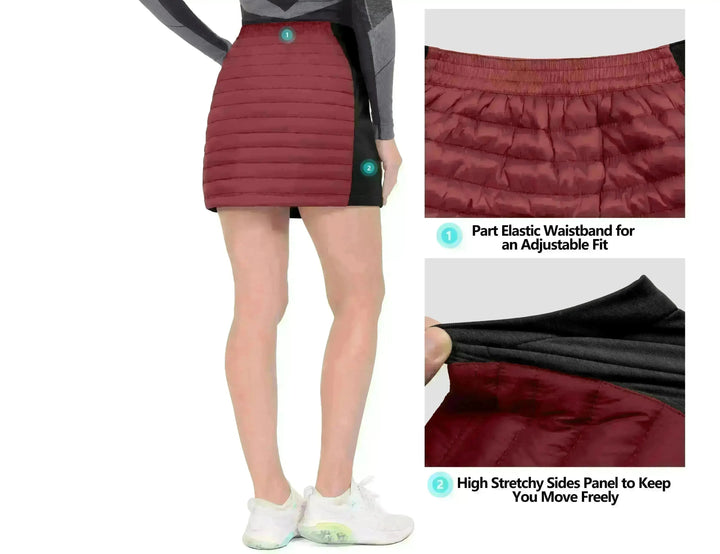 Women's Lightweight Puffer Sport Quilted Running Skirt YZF US-DK