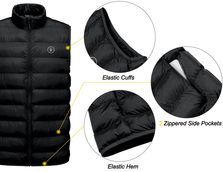 Men's  Warm Puffer Vest Thermal Golf Sleeveless Jacket for Outdoor Hiking Travel Casual YZF US-DK