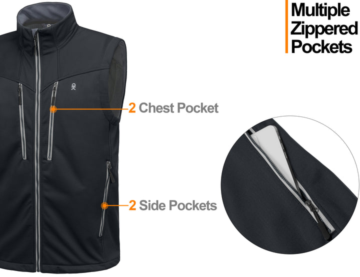 Men's Lightweight Fleece Lined Outdoor Windproof Sleeveless Jackets Vests MP-US-DK