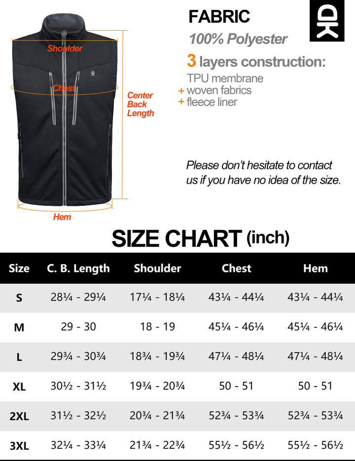 Men's Lightweight Fleece Lined Outdoor Windproof Sleeveless Jackets Vests MP-US-DK