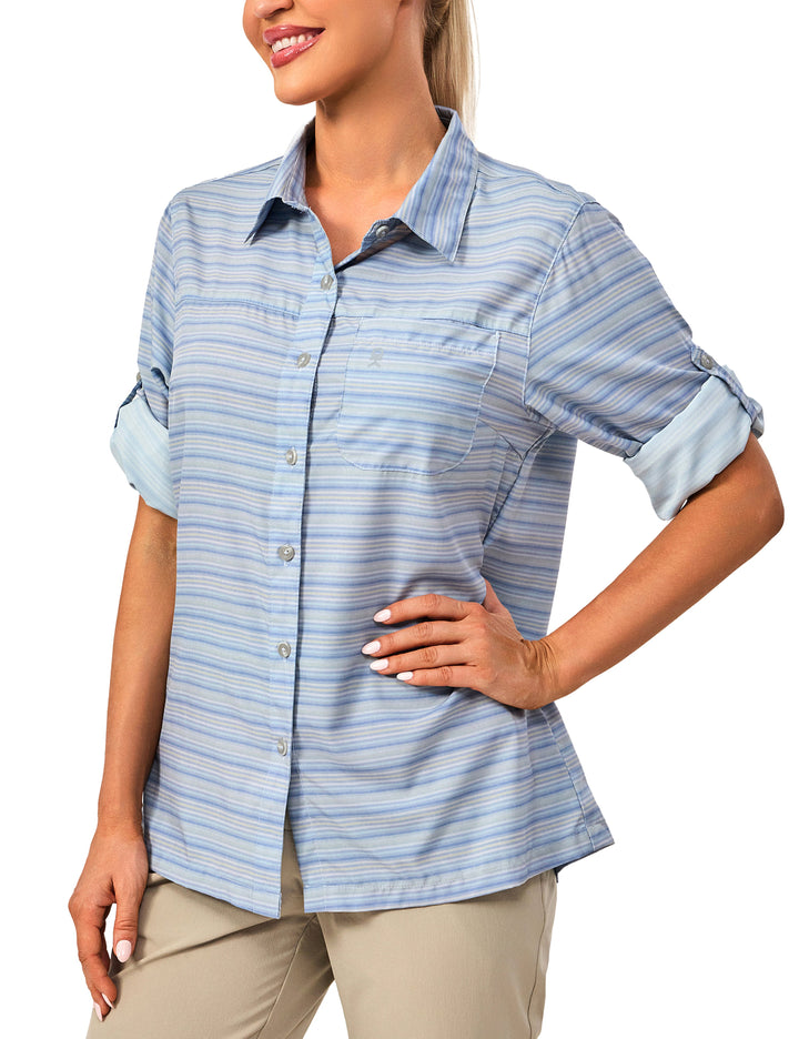 Women's Quick Dry Button Up Lightweight Long Sleeve Outdoor Shirts MP-US-DK