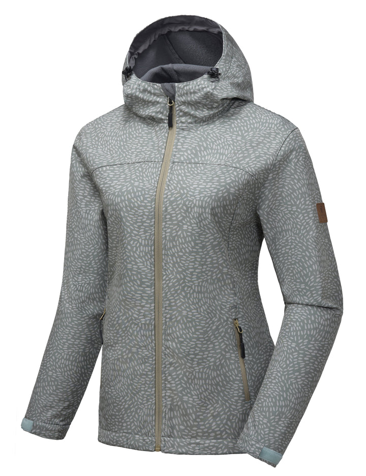 Women's Softshell Jacket Hooded Windproof Fleece Lined Jackets YZF US-DK