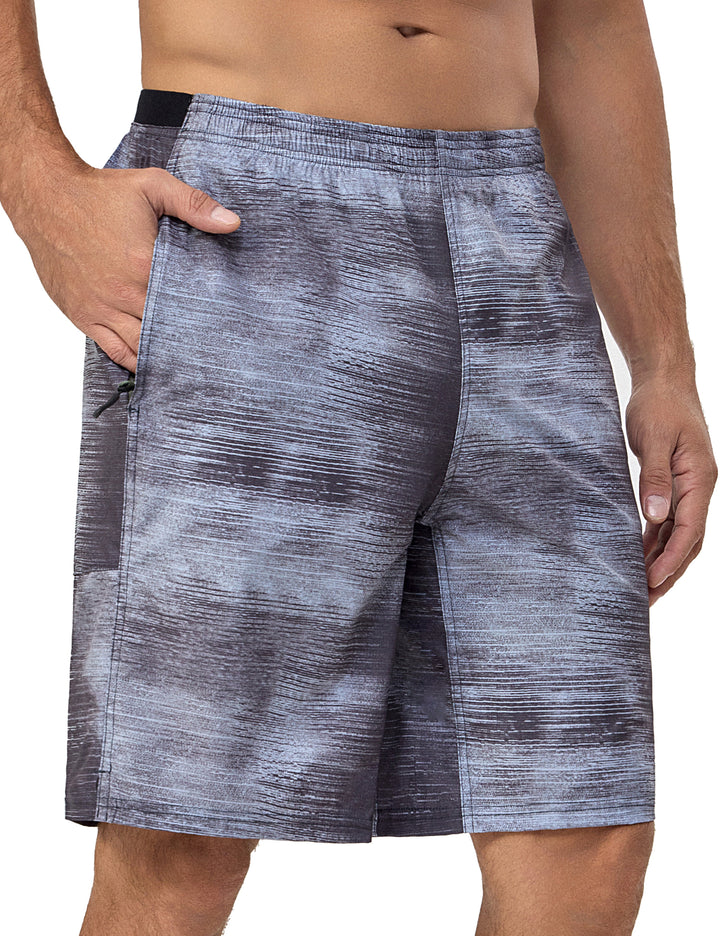 Men's Quick Dry Swim Trunks 9 Inch Stretch Board Shorts with Compression Liner MP-US-DK