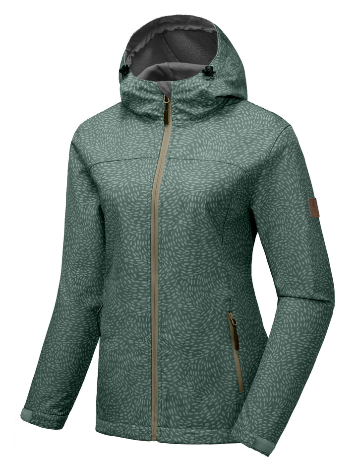 Women's Softshell Jacket Hooded Windproof Fleece Lined Jackets YZF US-DK