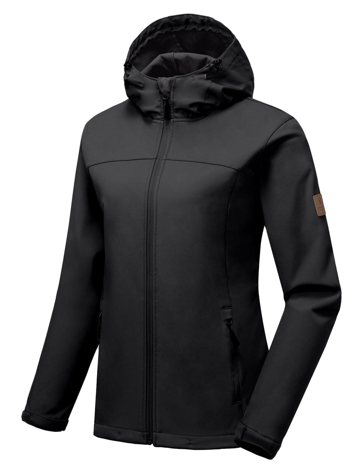 Women's Softshell Jacket Hooded Windproof Fleece Lined Jackets YZF US-DK