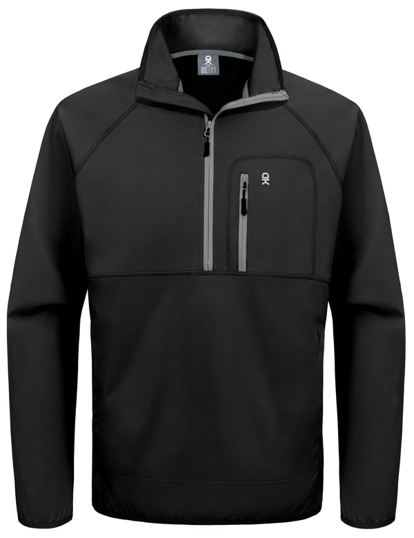 Men's Half Zipper Pullover, Windproof Softshell Bike Jacket