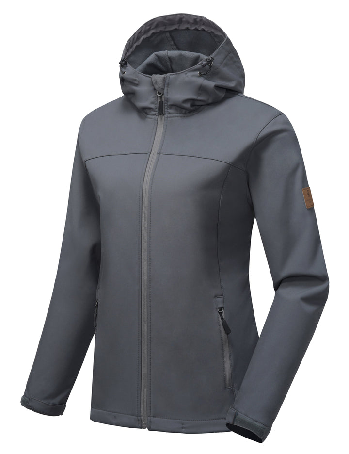 Women's Softshell Jacket Hooded Windproof Fleece Lined Jackets YZF US-DK