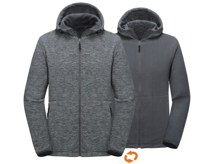 Men's Lightweight Reversible Fleece Hooded Thermal Jacket for Hiking Running Golf YZF US-DK