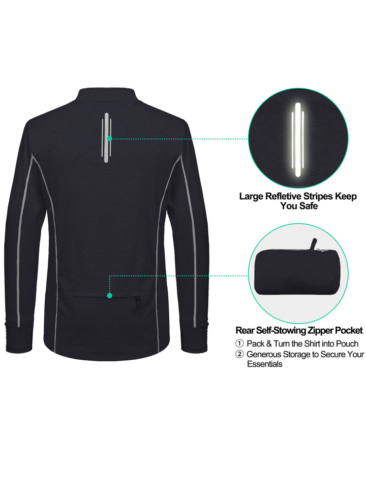 Men¡¯s Lightweight  UPF 50 Long Sleeve Athletic Shirts for Running Golf, Packable MP-US-DK