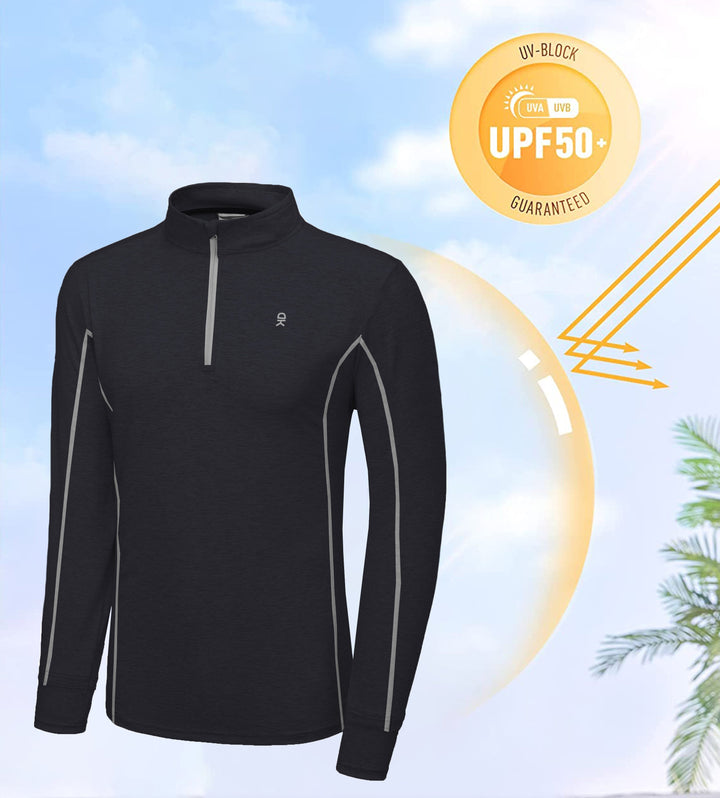 Men¡¯s Lightweight  UPF 50 Long Sleeve Athletic Shirts for Running Golf, Packable MP-US-DK