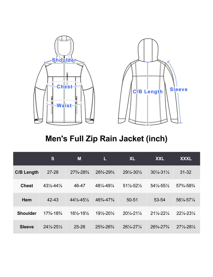 Men's Lightweight Waterproof Rain Jacket Coat,  Windbreaker with Hood MP-US-DK
