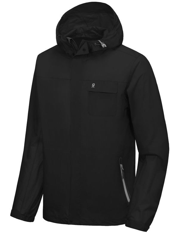 Men's Lightweight Waterproof Rain Jacket Coat,  Windbreaker with Hood MP-US-DK