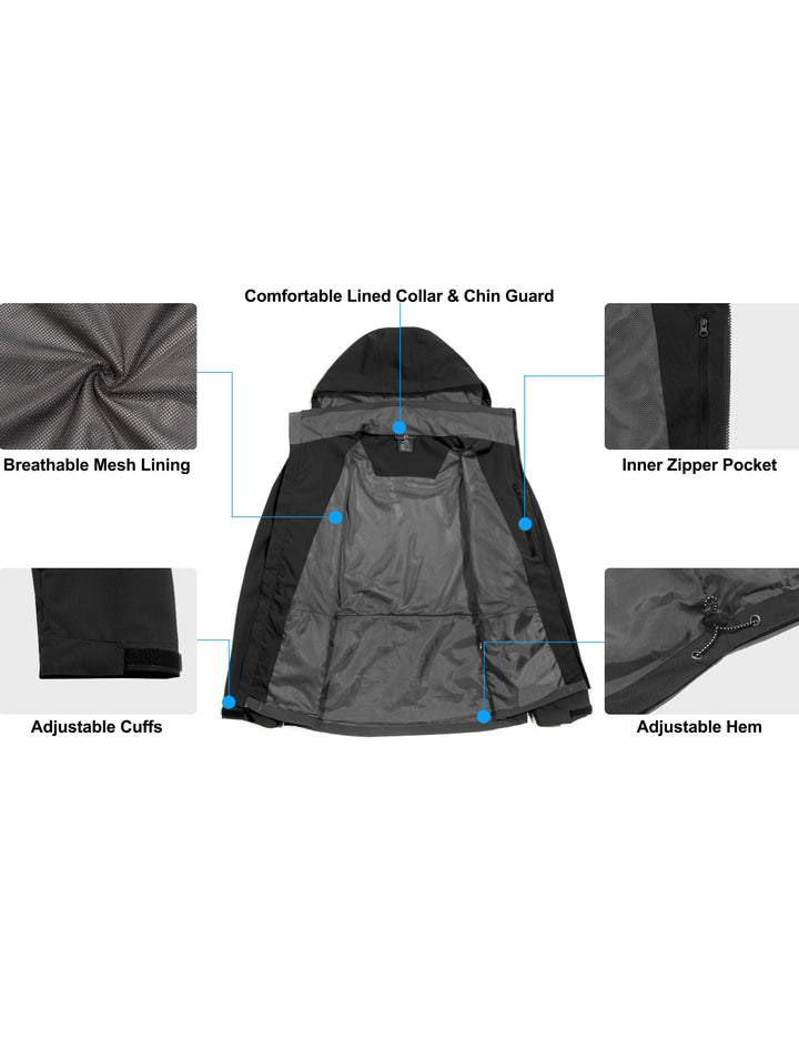 Men's Lightweight Waterproof Rain Jacket, Raincoat with Hood for Golf Hiking MP-US-DK