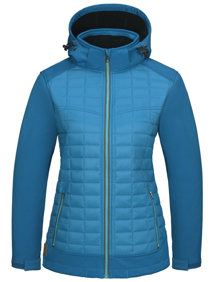 Women's Lightweight Hybrid Jacket for Hiking Ski with Removable Hood MP-US-DK