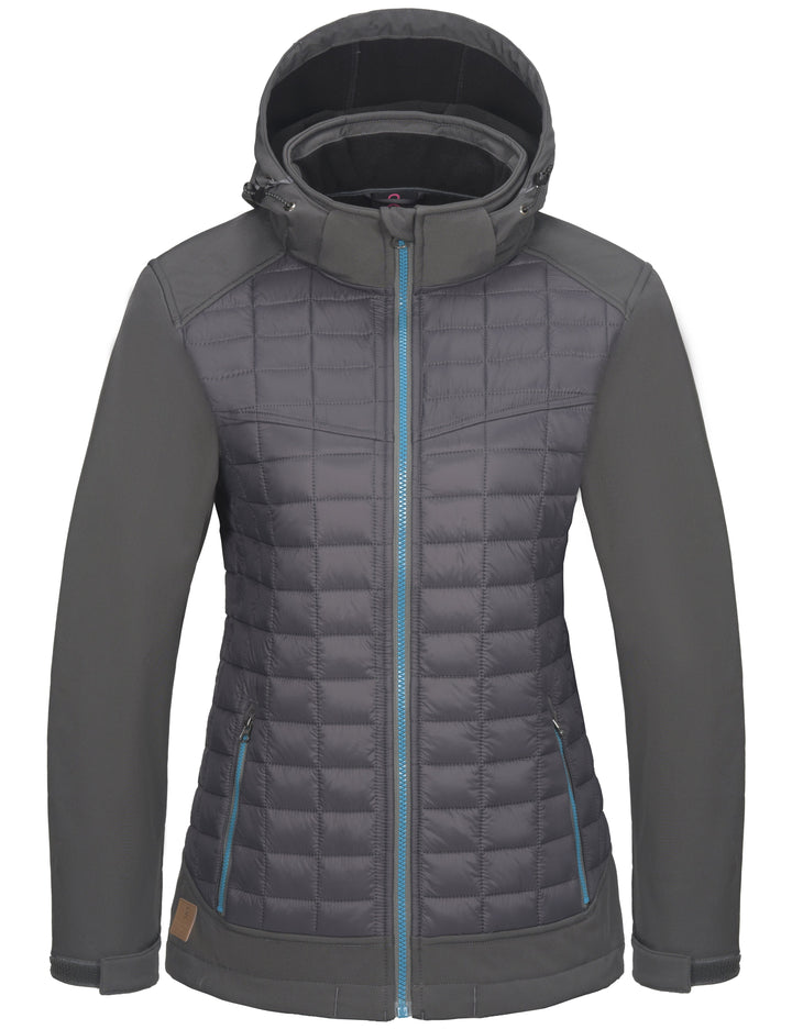 Women's Lightweight Hybrid Jacket for Hiking Ski with Removable Hood MP-US-DK