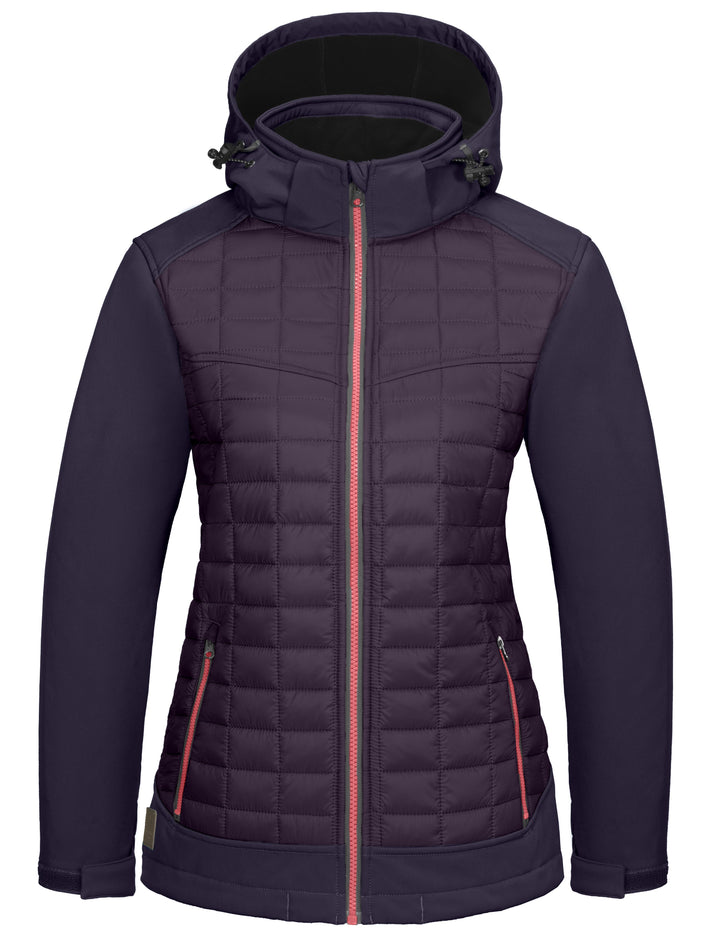 Women's Lightweight Hybrid Jacket for Hiking Ski with Removable Hood MP-US-DK