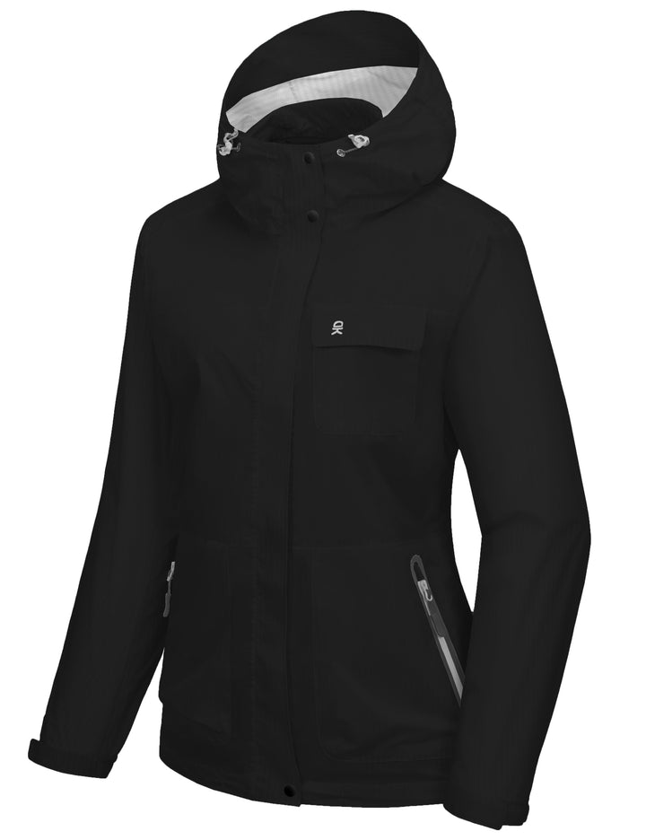 Women's Waterproof Rain Jacket Hooded Lightweight Raincoat MP-US-DK