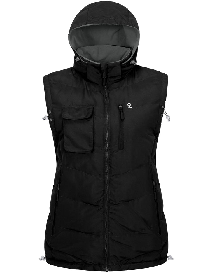 Women's Fleece Puffy Vest Warm Sleeveless Puffer Jacket for Golfing Hiking MP-US-DK