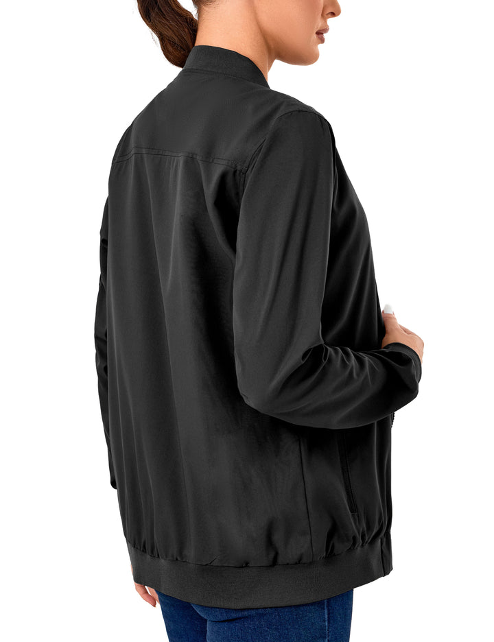 Women's  Lightweight Casual Windbreaker Zip Up with Pockets Bomber Jacket MP-US-DK