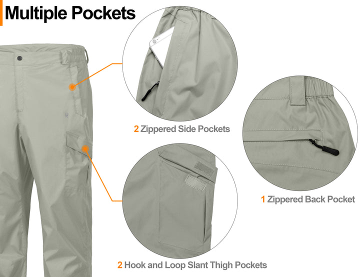 Men's Waterproof Lightweight Breathable Golf Hiking Rain Pants YZF US-DK