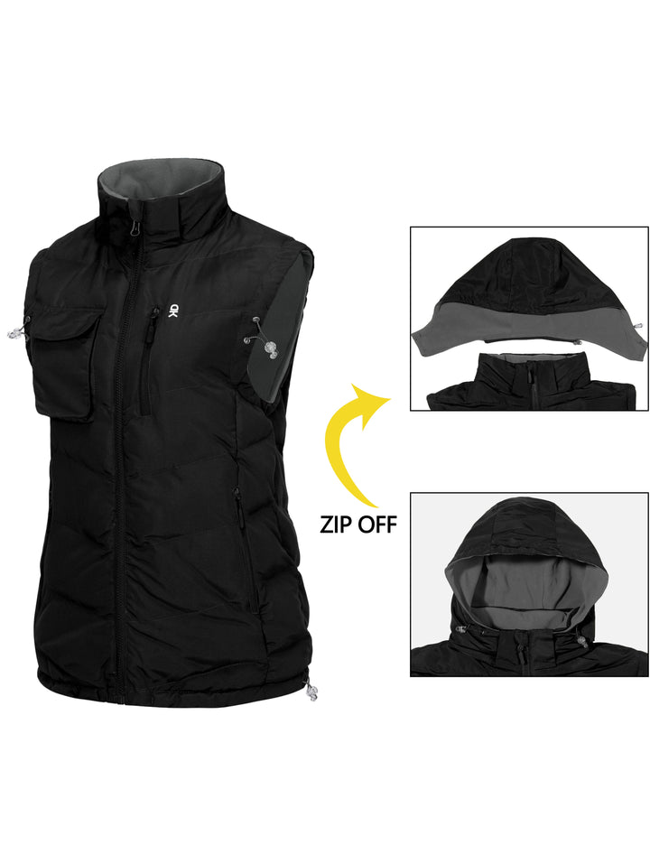 Women's Fleece Puffy Vest Warm Sleeveless Puffer Jacket for Golfing Hiking MP-US-DK