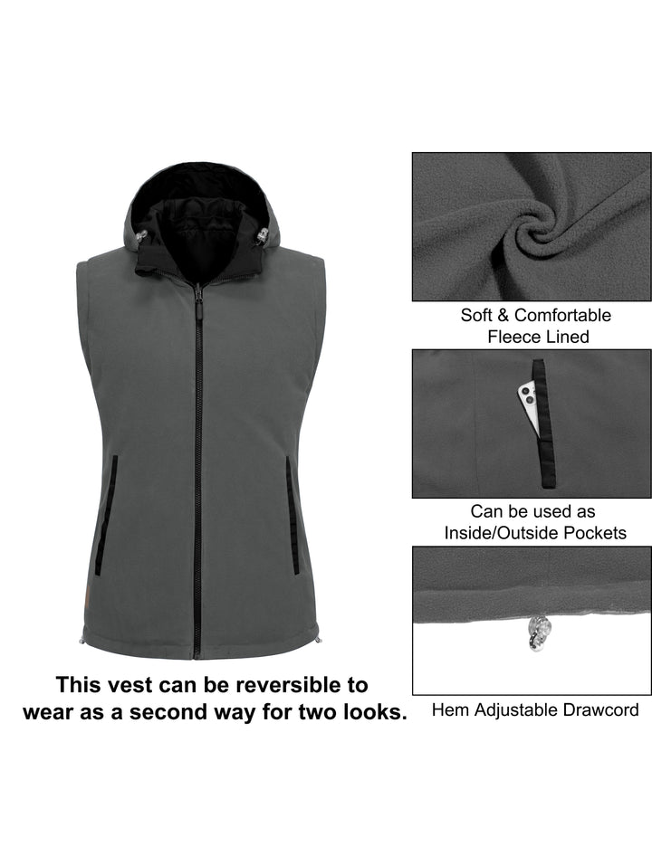 Women's Fleece Puffy Vest Warm Sleeveless Puffer Jacket for Golfing Hiking MP-US-DK