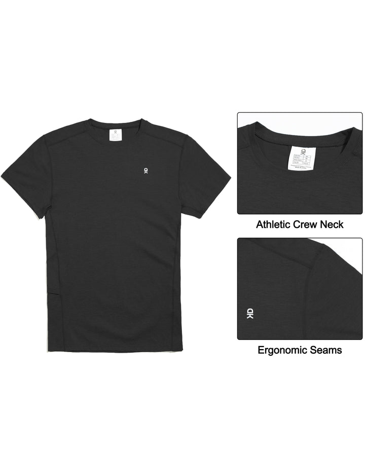 Mens Crew Neck Moisture-Wicking Short Sleeve Tees for Running Hiking MP-US-DK