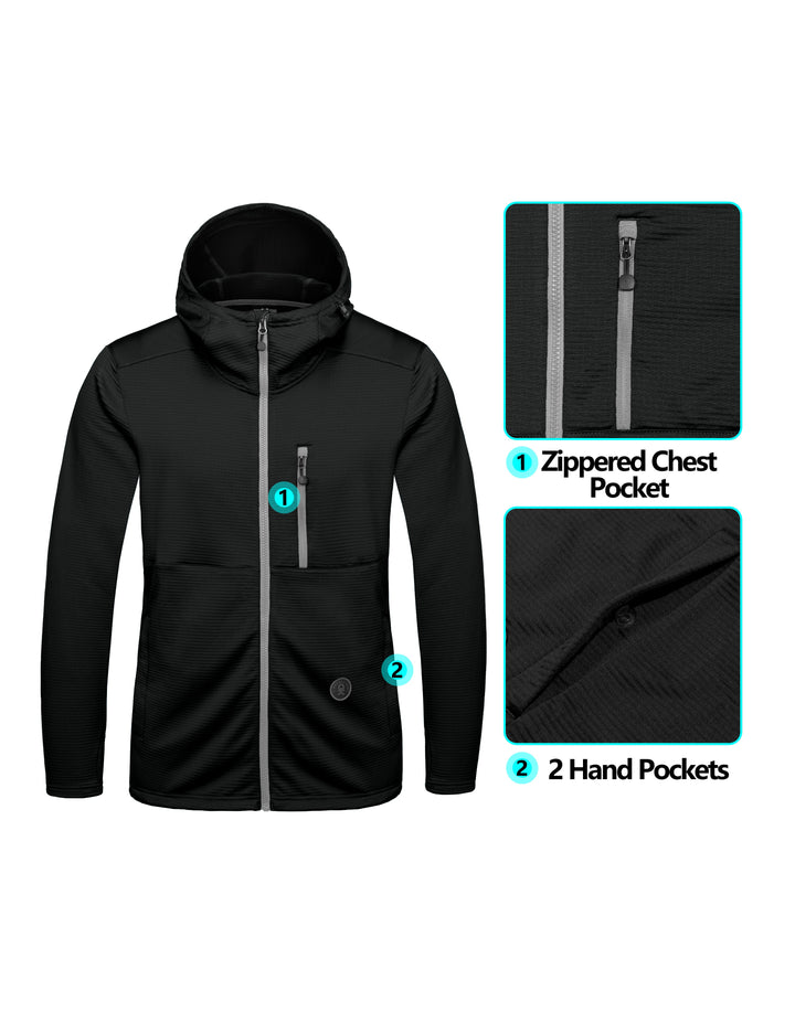 Men's Winter Lightweight Warm Fleece Running Breathable Hooded Thermal Jacket YZF US-DK