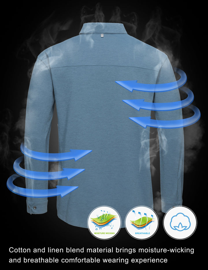 Men's UPF 50+ UV Protection Shirts, Cooling Quick-Dry Fishing Shirts MP-US-DK