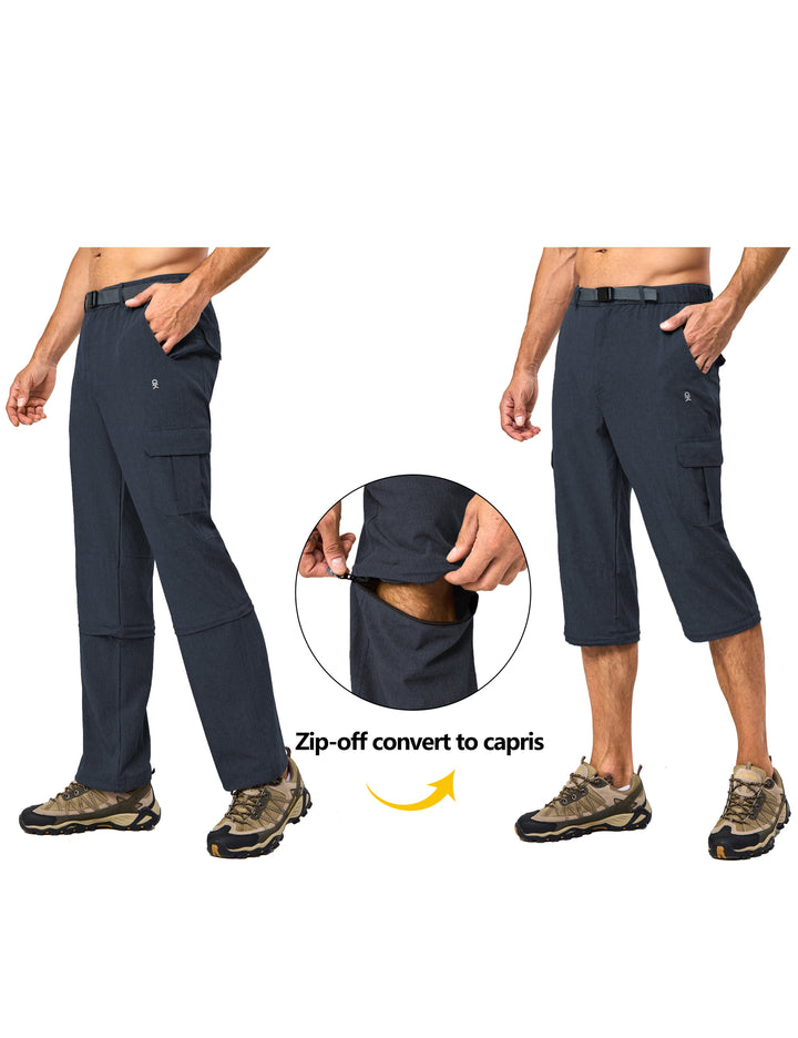 Men's Lightweight Zip-Off Quick Dry Tactical Hiking Pants with Belt MP-US-DK