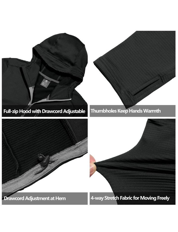 Men's Winter Lightweight Warm Fleece Running Breathable Hooded Thermal Jacket YZF US-DK