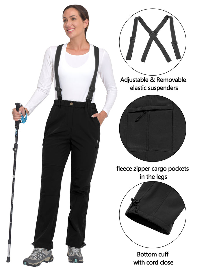 Women's Ski Bibs Insulated Water Resistant Windproof Snow Pants with Adjustable Suspenders MP US-DK