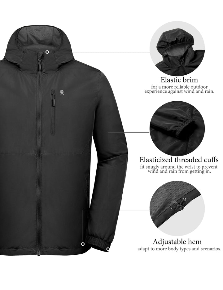 Men¡¯s Quick Drying Water Resistant Light Jacket with Full Zip MP-US-DK