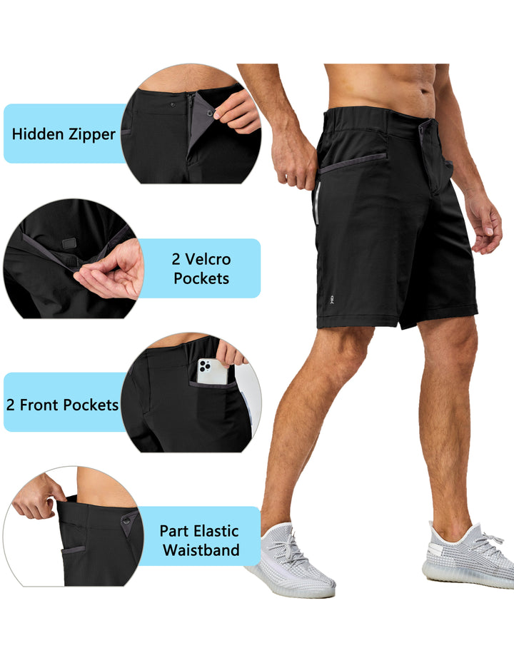 9 Inch Inseam Nylon Shorts for Men Stretch Quick Dry Shorts MP-US-DK