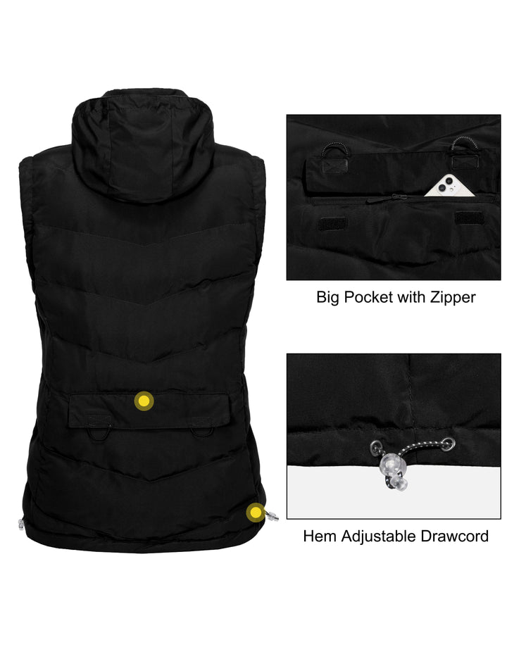 Women's Fleece Puffy Vest Warm Sleeveless Puffer Jacket for Golfing Hiking MP-US-DK