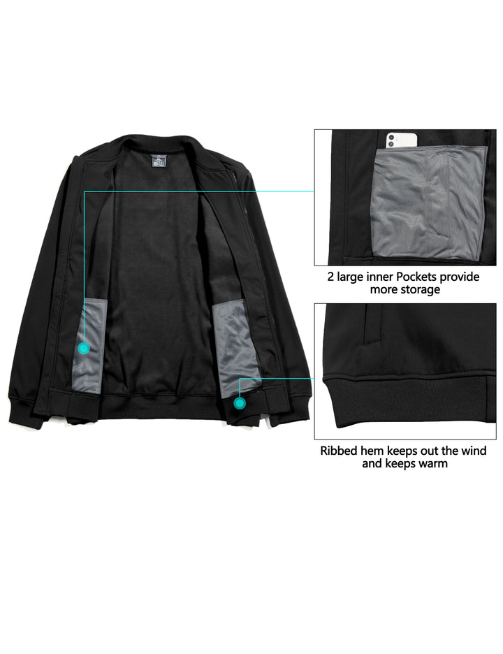 Men's Lightweight Warm Fleece Softshell Winter Bomber Jacket MP US-DK