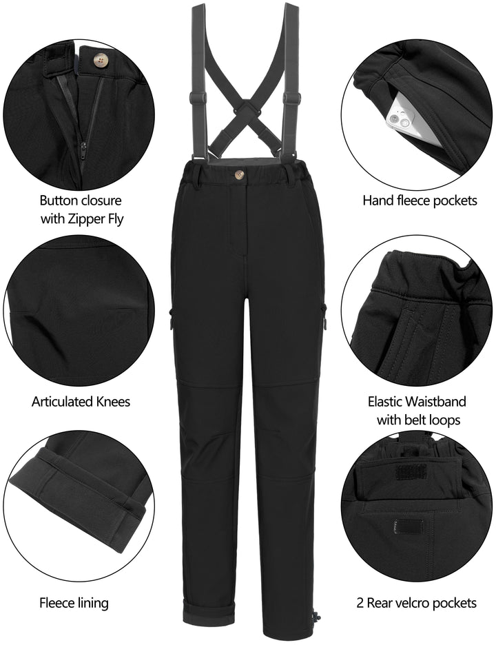 Women's Ski Bibs Insulated Water Resistant Windproof Snow Pants with Adjustable Suspenders MP US-DK