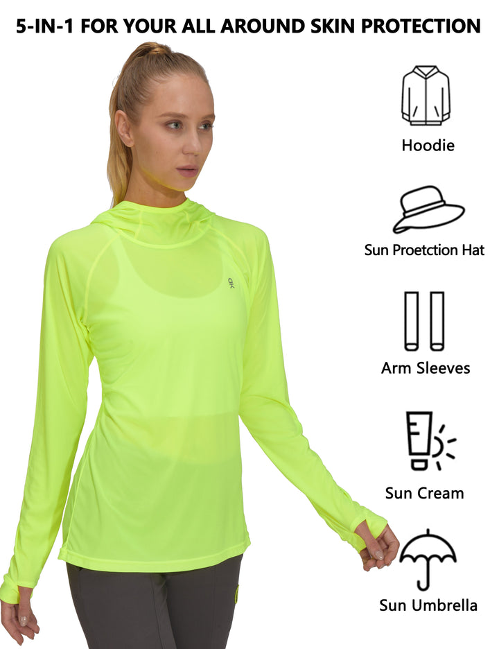 Women's UPF 50 Sun Protection Long Sleeve Shirt, UV SPF Hoodie MP-US-DK