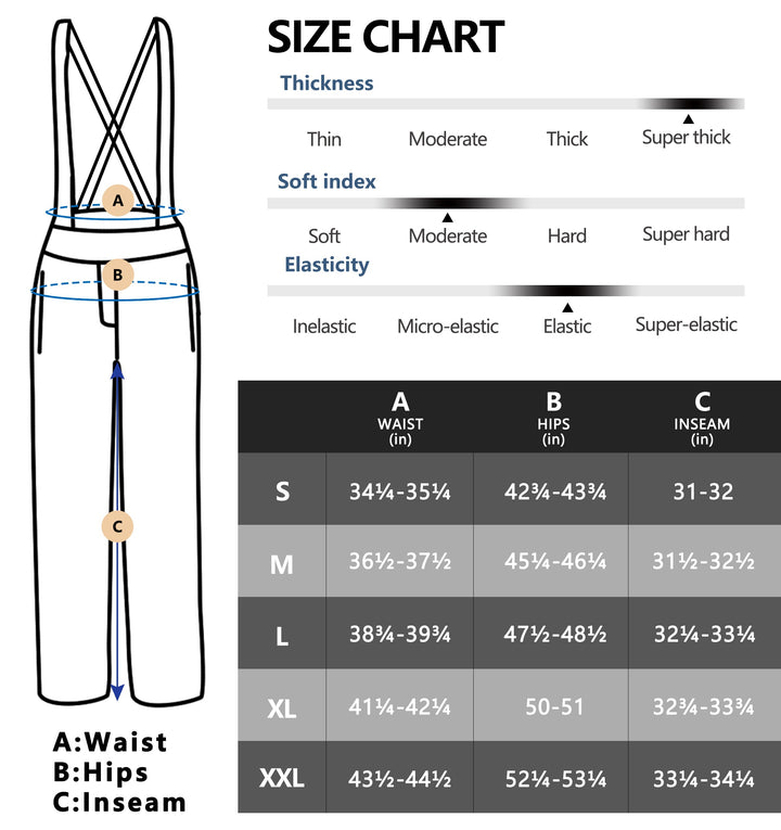 Men's Water Resistant Ski Bibs Insulated Snow Pants with Detachable Suspenders MP US-DK