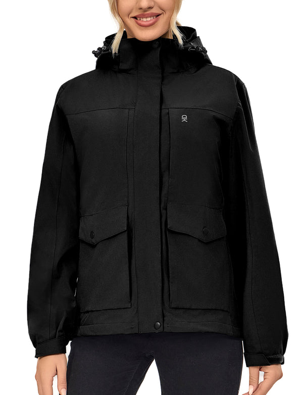 Women's Windbreaker Jacket Lightweight Outdoor Jacket with Hood Waterproof MP-US-DK