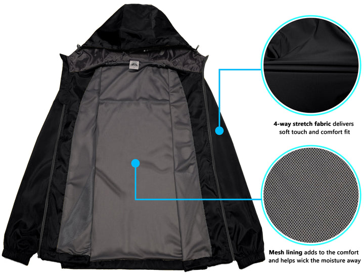 Men's Lightweight, Water-Resistant Windproof Hooded Golf Jacket MP-US-DK