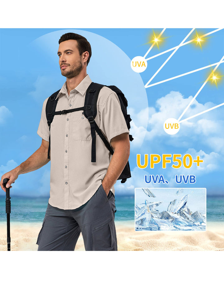 Men's Ultra-Breathable UPF 50 Short Sleeve Fishing Hiking Shirts MP-US-DK