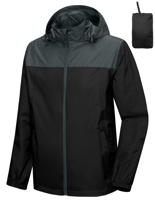 Men's Packable Waterproof Ultralight Rain Jacket Hiking Travel YZF US-DK