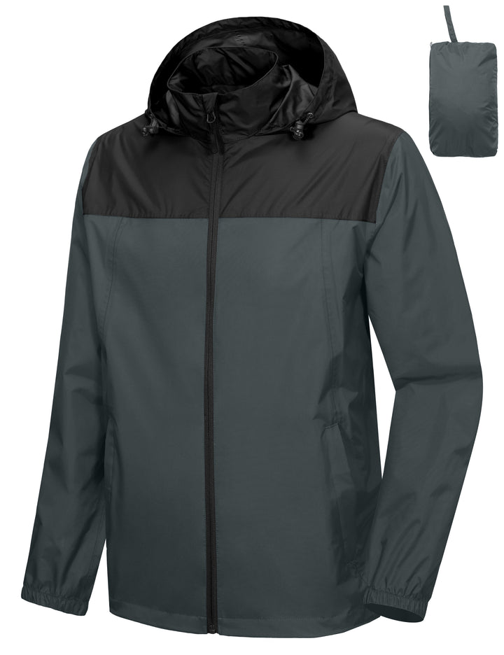 Men's Packable Waterproof Ultralight Rain Jacket Hiking Travel YZF US-DK