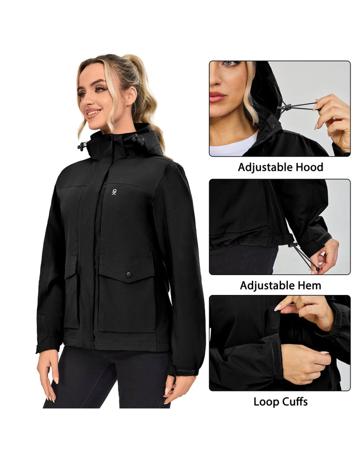 Women's Windbreaker Jacket Lightweight Outdoor Jacket with Hood Waterproof MP-US-DK