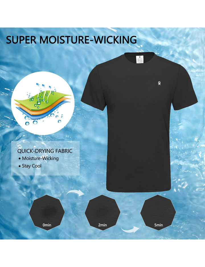 Mens Crew Neck Moisture-Wicking Short Sleeve Tees for Running Hiking MP-US-DK